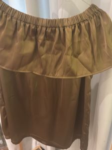 Olive Gold Off-Shoulder Ruffle Top