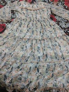 Floral Print Tiered Midi Dress