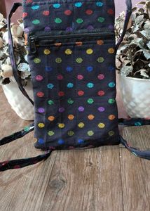 Cute Polka Dot Sling Bag with 3 multiple ipsZipper