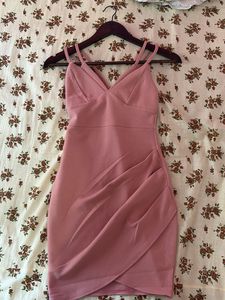 Chic Pink Ruched Mini Dress