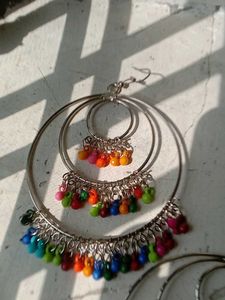 Boho Hoop Earrings with Colorful Beads