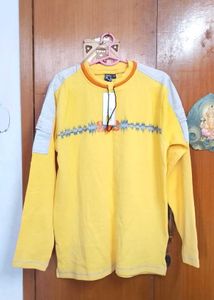 Men's Yellow Graphic Print Long Sleeve Shirt