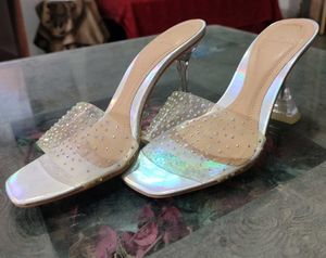 Transparent Chunky Silver Shining Sparkling Heels