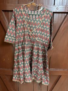 Green Printed Cotton Kurta sharara set