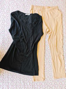 Comfy Black Top & Beige trousers set