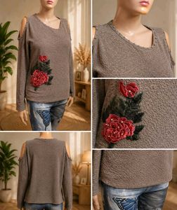 Chic Cold Shoulder Embroidered Top