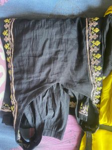 Elegant Black &amp; Yellow Kurta Set