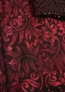 Elegant Red &amp; Black Floral Design Saree