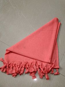 Coral Pink Dupatta with Fringes