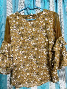 Mustard Floral Top | SIZE : S-M