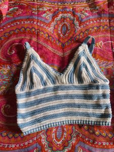 Cropped Striped Knit Tank Top