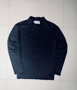 Classic Navy Mock Neck Long Sleeve Top
