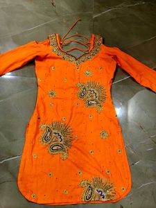 Orange punjabi/patiala suit with salwar