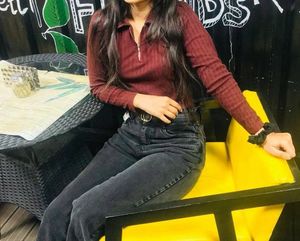 Maroon Ribbed Turtleneck Top
