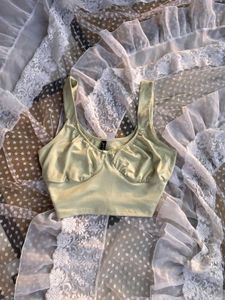 Sheer Lace Trimmed Cropped Top