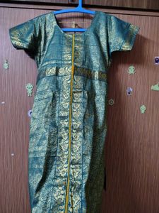 Newly Stitched Green Brocade Kurta with Gold Accen