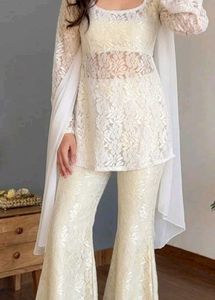 Elegant White Lace Kurta Set