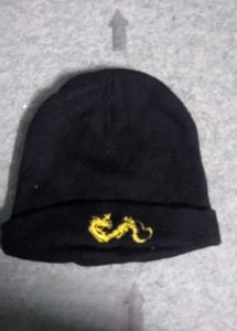 Black Beanie with Dragon Embroidery