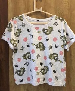 Dragon & Yin Yang Print T-Shirt