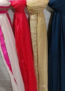 Elegant Embroidered Dupattas - Set of 4