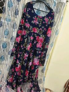 Varanga Navy Floral Print Kurta