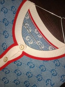 💙 Premium Blue Monogram Knit Cardigan | OUYASAITU