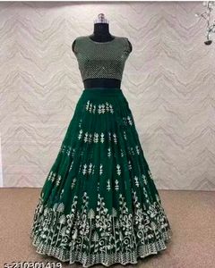 Green Embroidered Lehenga Choli