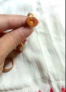 Gold Tone Ring with yellow Stone