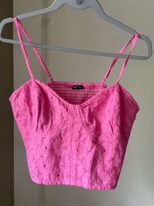 Pink Eyelet Corset Top