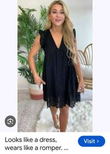 romper Chic Black Eyelet Mini Dress