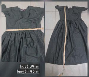 Elegant Grey V-Neck Midi Dress brandnew