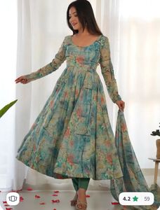 Floral Print Anarkali Kurta Set