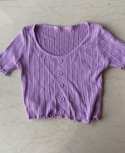 PRICE DROP Lilac Ribbed Button-Up Crop Top