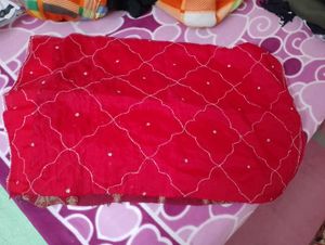 Red Embroidered Organza Saree