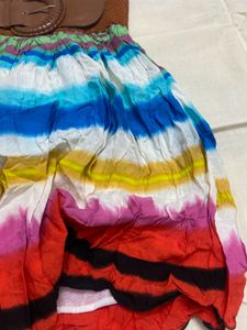 Bohemian Tie-Dye Tiered Skirt with Belt