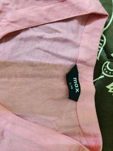 Chic Pink Button-Up Top with Eyelet Sleeves