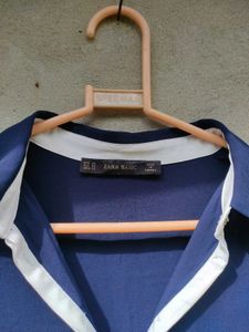 Chic Navy Blue Button-Up Blouse