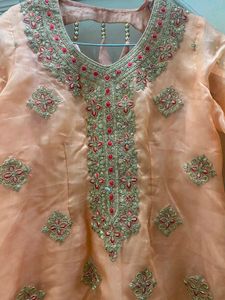 Peach Embroidered Kurta Set with dupatta