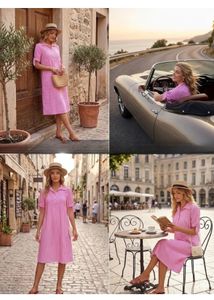 Pink Striped Button-Up Dress