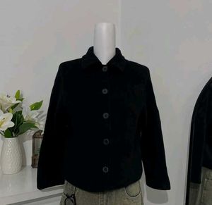 Classic Black Button-Down pea coat