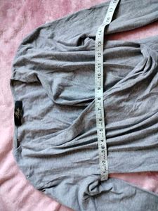 Gray Wrap Long Sleeve Top