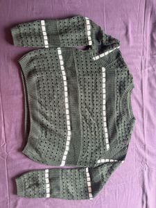 Green Striped Knit Sweater