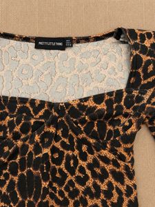 Leopard Print Peplum Long Sleeve Bodysuit