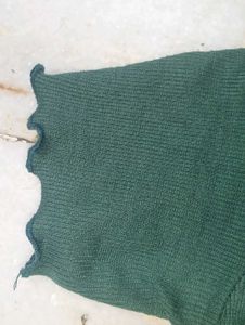 Cute Green Ruffle Trim Top