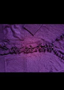 Purple Ruffle Knit Cardigan