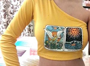 One Shoulder Top with Tarot Print