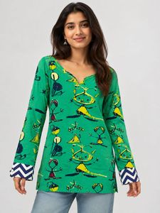 Green Printed Kurta
