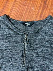 MAX Heathered Gray Zip-Up T-Shirt