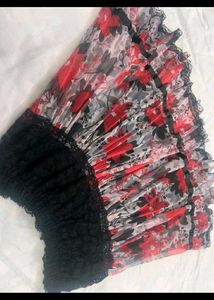Gothic Floral Print Mini Skirt