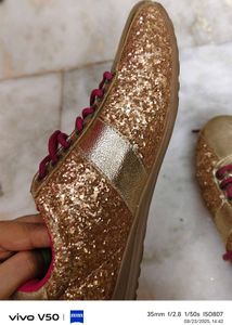 Gold Glitter Casual Shoes